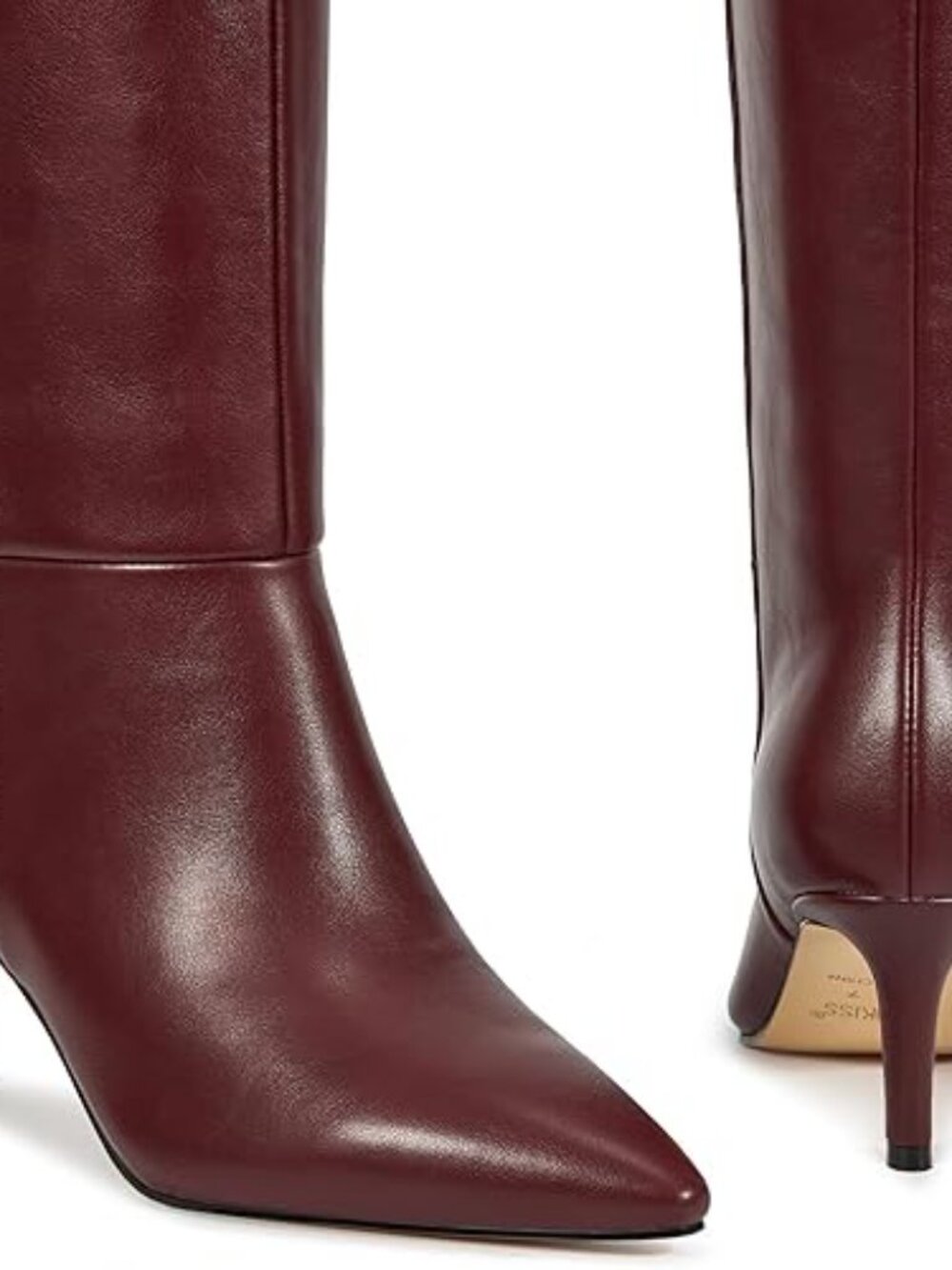Knee High Boots for Women - Pointed Toe Kitten Heel & Crocodile, Side Full Zipp - Picture 6 of 8